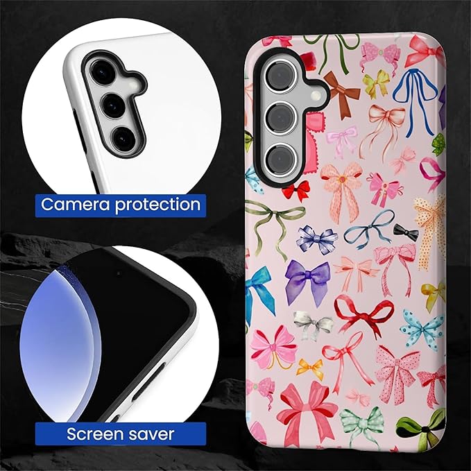 for Samsung Galaxy S23 FE Case, HL2 Aesthetic Color Bow Tie Hybrid 2 Layer Hard - Image 4
