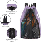 WANDF Swim Bag Mesh Drawstring Backpack Beach Backpack - Image 6