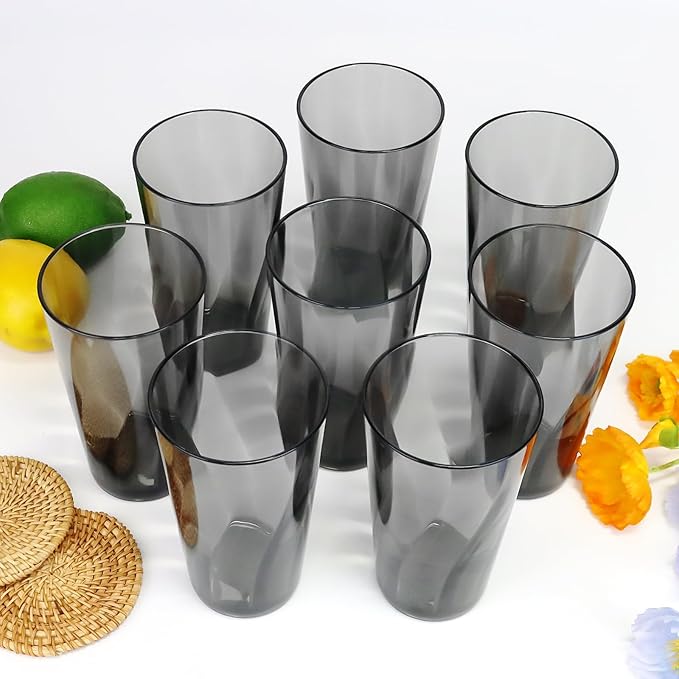 ALIMOTA Plastic Drinking Glasses, 20-Ounce Reusable Cups, Stackable - Image 7