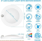 ZAGO LED 6" 120 Volts Closet Light Wired, PIR Motion Sensor Ceiling Disc Light - Image 2