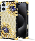 Compatible with iPhone 16 Case, Sunflower Diamonds Leather Luxury Golden - Image 2