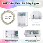 4th of July Decorations, 4 Pack Red White and Blue Fairy Lights Battery Operated - Image 8