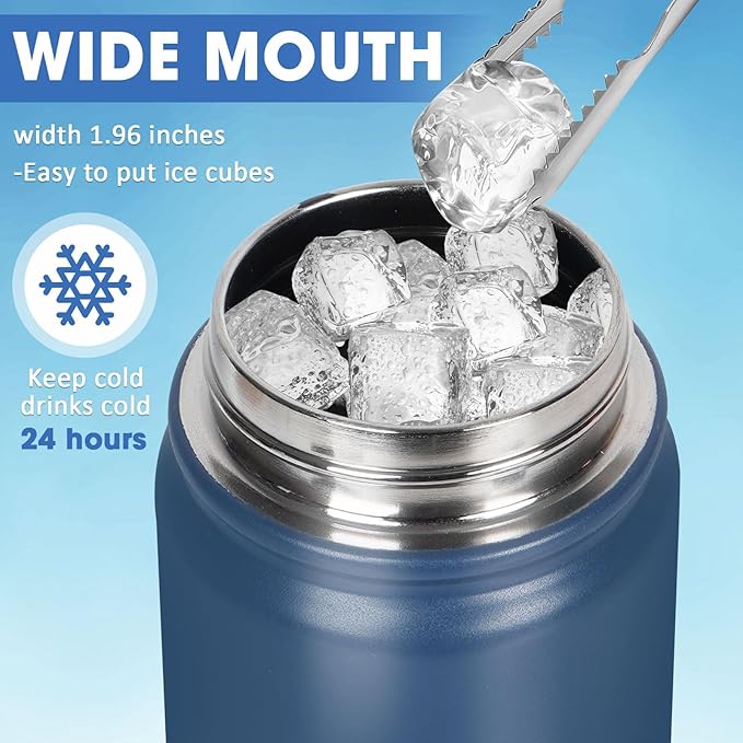 Insulated Water Bottle 24oz, Stainless Steel Double Wall Vacuum Sports Flask - Image 3