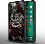for iPhone 13 Pro Case, Entwined Rose Snake Pattern Graphic Design Girl Boy - Image 6
