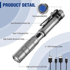 WORKPRO Rechargeable Pen Light, Mini Flashlight, 2 Pack Ultra-Compact EDC - Image 7