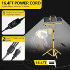32000LM LED Work Light with Tripod, 3x100W 3-Head Floodlight, Plug-in 120V - Image 6