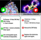 HXWEIYE Rechargeable Fairy Lights Battery Operated, DIY Timer & 8 Modes - Image 7