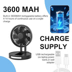 Qoqooice Portable Fan, 3600 mAh Rechargeable Battery Operated Fan - Image 5