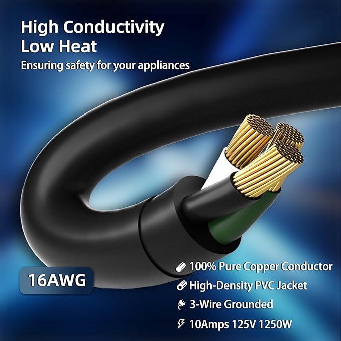 100 FT Outdoor Extension Cord Waterproof, 3-Prong Power Cord, 16 AWG SJTW - Image 3