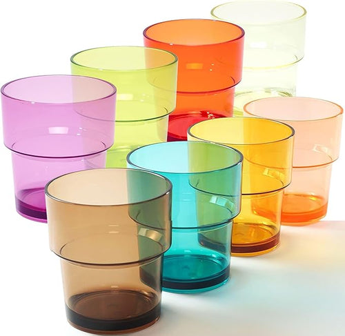 14 oz Plastic Stackable Drinking Tumblers, Dishwasher Safe, Durable by WowProLiv