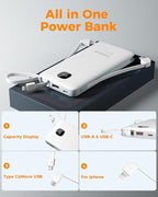 Portable Charger with Built in Cables, TESSAN 10000mAh Power Bank Fast Charging - Image 6