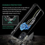 for iPhone 15 Case, Skeleton Holding Blue Rose Pattern Graphic Design Girl Boy - Image 7