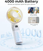 TUNISE Portable Handheld Fan, Portable Fan Rechargeable, 180° Adjustable - Image 4