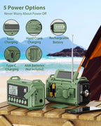 Emergency Weather Radio, Hand Crank 12000mAh Battery Powered Auto Alert NOAA - Image 5