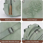 Mini Backpack Purse for Women, Embossed Vegan Leather Small Backpack Fashion - Image 6