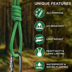 TECEUM Rope – 90 Feet x 1/4 Inch – Green – Strong All-Purpose Utility Rope – - Image 4