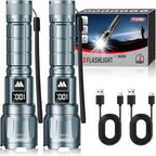 WdtPro LED Rechargeable Flashlight 2 Pack, Super Bright Zoomable 6000 Lumens - Image 8