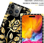 Compatible with iPhone 15 Pro Case, Shine Gold Rose Luxury Golden Decoration - Image 4