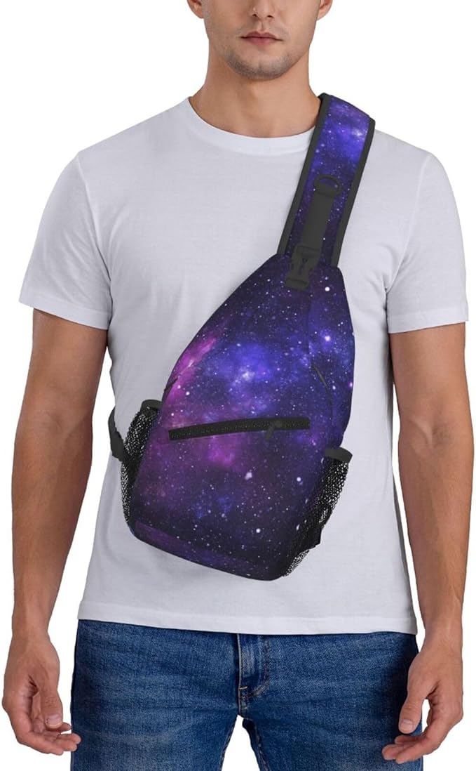 Galaxy Crossbody Sling Bags for Women Men Abstract Blue Nebula Beautiful Night - Image 6