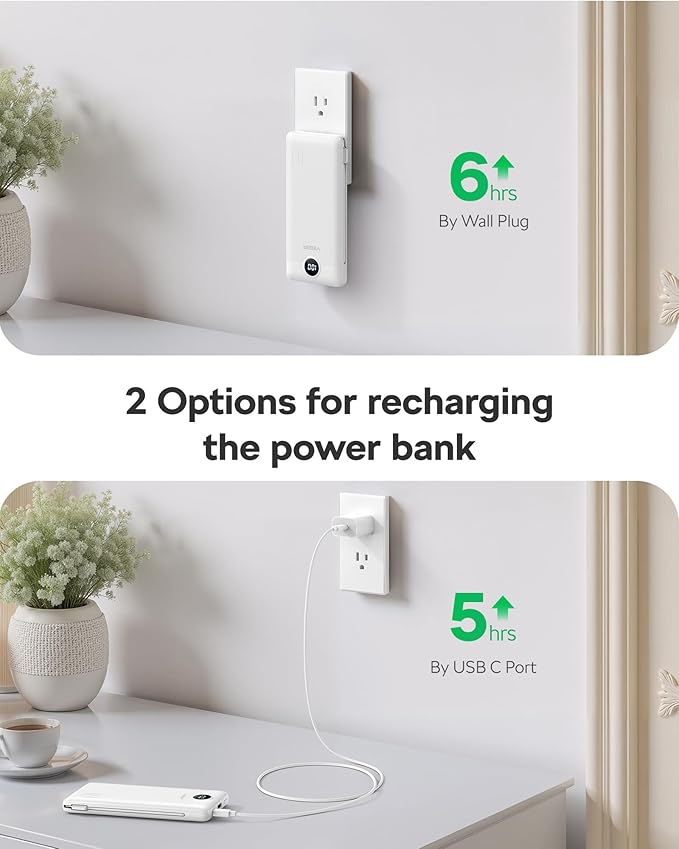 VEGER AC Wall Plug Portable Charger, 10000mah Slim Portable Charger Built in - Image 7