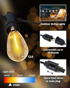 String Lights for Outside Patio 26FT IP65 Waterproof Outdoor String Lights Led - Image 3
