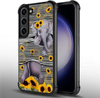 for Samsung Galaxy S23 Plus Case, Cute Little Elephant Sunflower White Line Art - Image 2