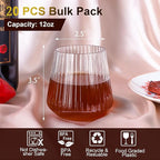 Lueumxc 20 Pack Plastic Ribbed Wine Glasses, 14Oz Origami Disposable Wine - Image 2
