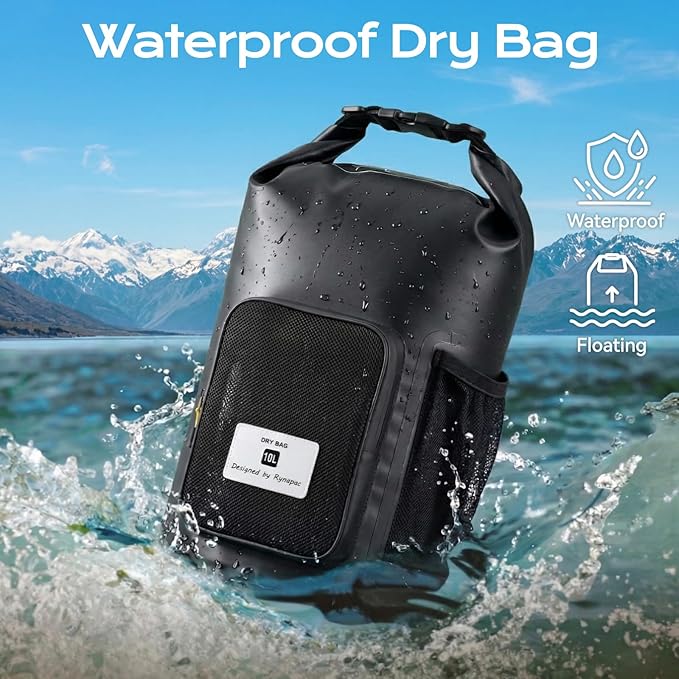 20L Waterproof Dry Bag with Bottle Holder & Mesh Pocket, 500D PVC Tarpaulin - Image 2