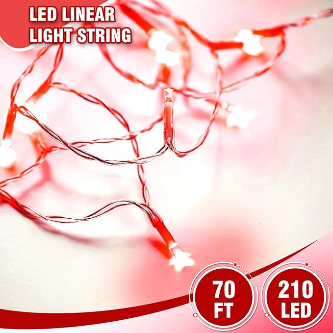 70FT Red String Lights, 210 LED Waterproof Seasonal Fairy Lights - Image 7