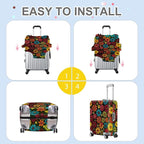 ANNA QUEEN Colorful Flower Luggage Cover, Retro Floral Suitcase Protector - Image 5