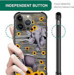 for iPhone 13 Pro Max Case, Cute Little Elephant Sunflower White Line Art - Image 6