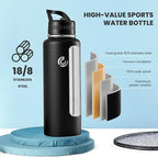 COKTIK 40oz Sports Water Bottle, Stainless Steel Water Bottle - Image 3