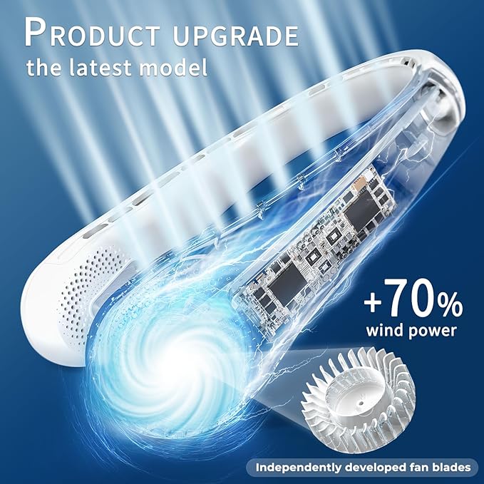 FrSara Bladeless Portable Neck Fan, 360° Surround Wind, Ultra-Quiet, USB - Image 2