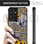 for Samsung Galaxy S21 Ultra Case, Cute Little Elephant Sunflower White Line - Image 5