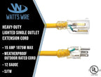 2 Pack - 1 ft Short Outdoor Extension Cord Waterproof - 12 Gauge Heavy Duty - Image 2