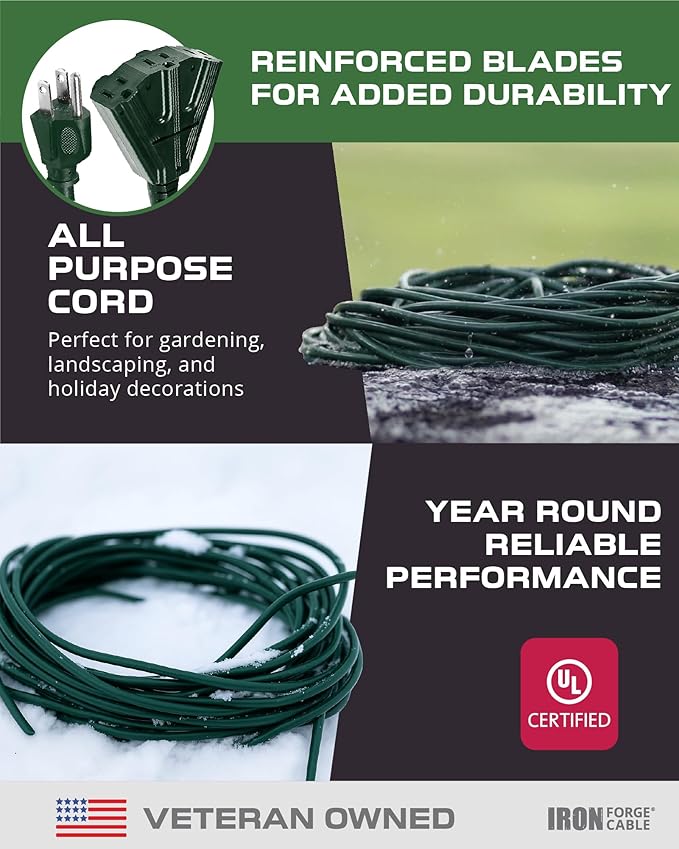 Iron Forge Cable 100ft Green Outdoor Extension Cord - Image 7