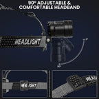 azamine LED Headlamp Rechargeable, 99000 Lumens Bright Head Lamp Βattery Include - Image 6