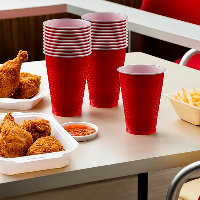 Apple Red Plastic Cups - 12 oz. - Versatile Drinkware - Image 2