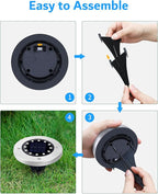 Biling Solar Ground Lights Outdoor 8 Packs, Flat Bright 12 LEDs Solar Lights - Image 6