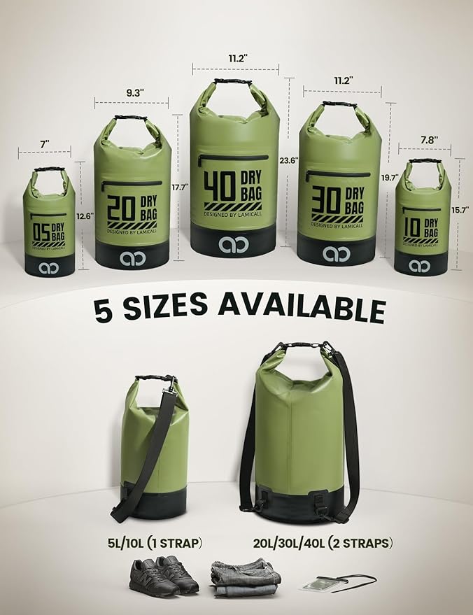 Lamicall Small Dry Bag, Waterproof Bag - 5L/10L/20L/30L/40L Water Proof Bag - Image 2