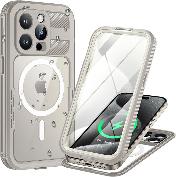 Lanhiem Magnetic for iPhone 15 Pro Max Case, IP68 Waterproof Dustproof Case by LanhiemHome