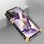 Compatible with iPhone 14 Pro Case, High Heeled Purple Diamond Rose Luxury - Image 5