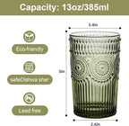 ZMOWIPDL Vintage Glassware Drinking Glasses Set of 6, 13 oz Green Textured - Image 2