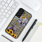 for Samsung Galaxy S21 Plus Case, Cute Little Elephant Sunflower White Line Art - Image 7