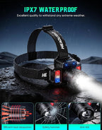 Headlamp Rechargeable 2 Pack, Motion Sensor Headlamp Super Bright LED Flashlight - Image 6