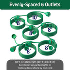 50FT Green Outdoor Extension Cord, Evenly Spaced 6 Outlets Plugs - Image 2