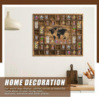 GlikCeil 44 Slots 28 x 23'' Medium World Map Shot Glass Display Case Rustic - Image 5