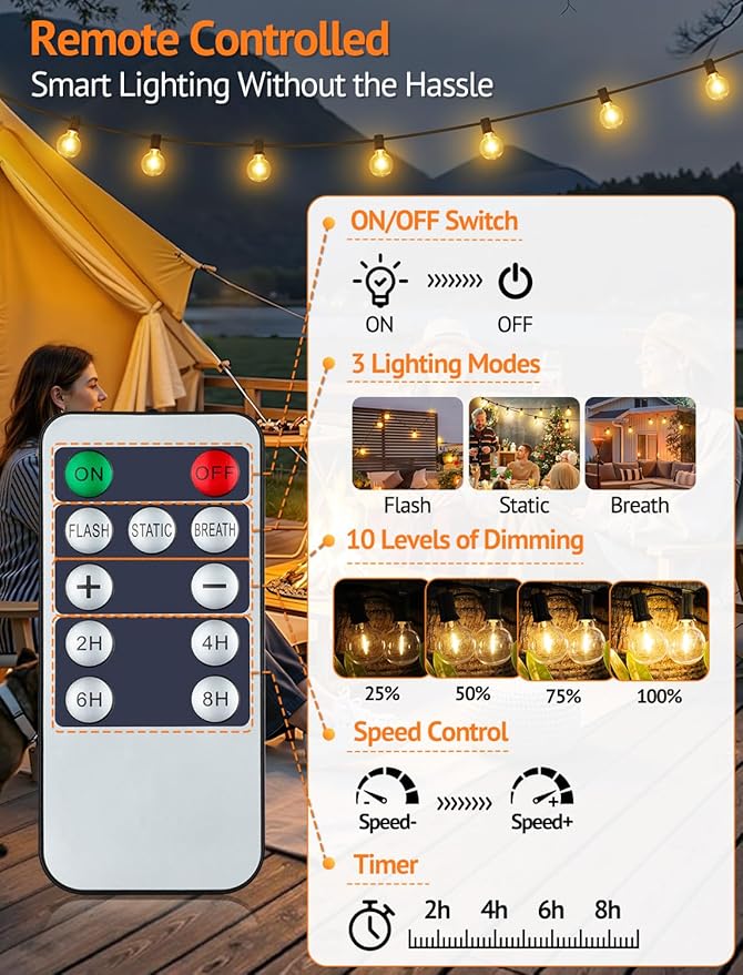 Larkvue 50FT Solar String Lights Outdoor - Image 3