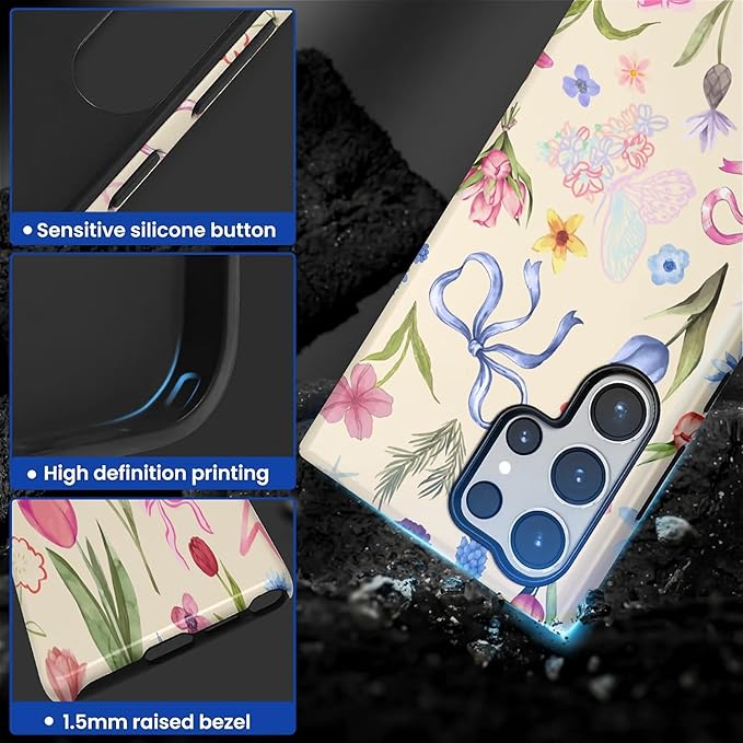 for Samsung Galaxy S23 Ultra Case, HL2 Aesthetic Flower Preppy Collage Hybrid 2 - Image 3