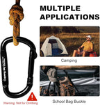 Carabiner Clip - Heavy Duty Carabiners 800lbs-13KN Carabeaner D Ring Shape - Image 9